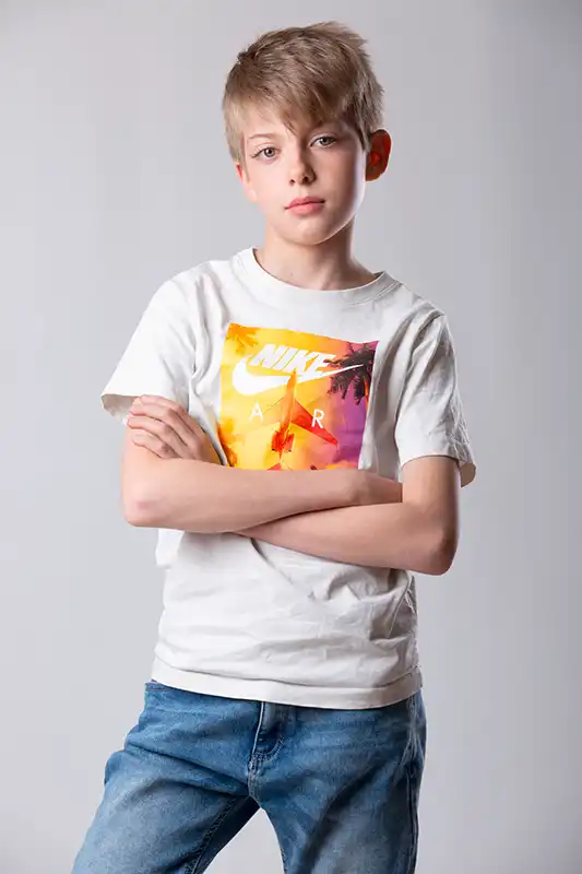 Book fotografico bambino Milano, primo piano in studio
